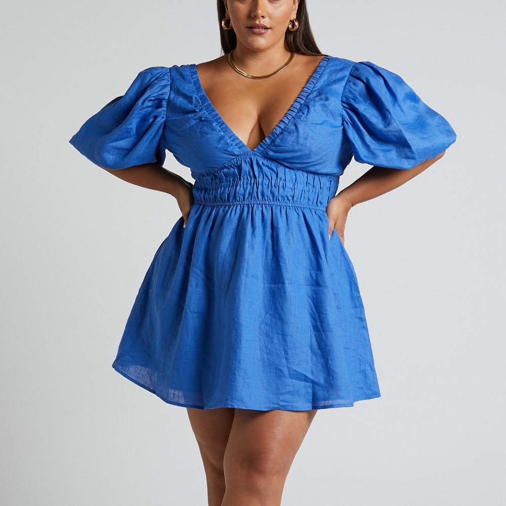 Showpo Blue Puff Sleeve Dress
